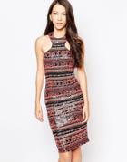 Ashley Roberts For Key Collections Liquorice Dress In Multi Sequins - Fluro Sequin