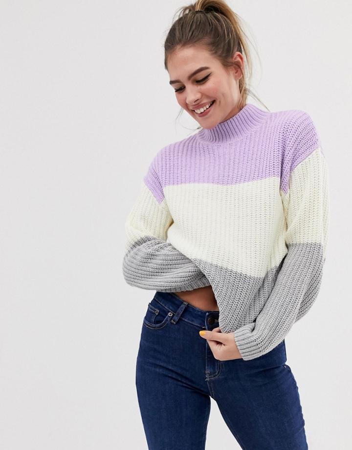 New Look Multi Stripe Sweater In Lilac - Multi