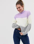 New Look Multi Stripe Sweater In Lilac - Multi