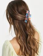 Asos Design Hair Claw With Double Prong In Angel Butterfly Print-multi
