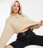 Topshop Petite Super Cropped Brushed Sweater In Camel-yellow