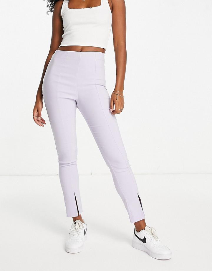 Miss Selfridge Bengaline Leggings With Side Split In Lilac-purple
