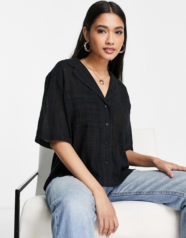 Topshop Lightweight Resort Shirt In Black