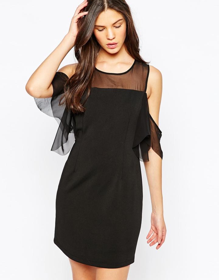 Jovonna Sydney Dress With Cold Shoulder - Black