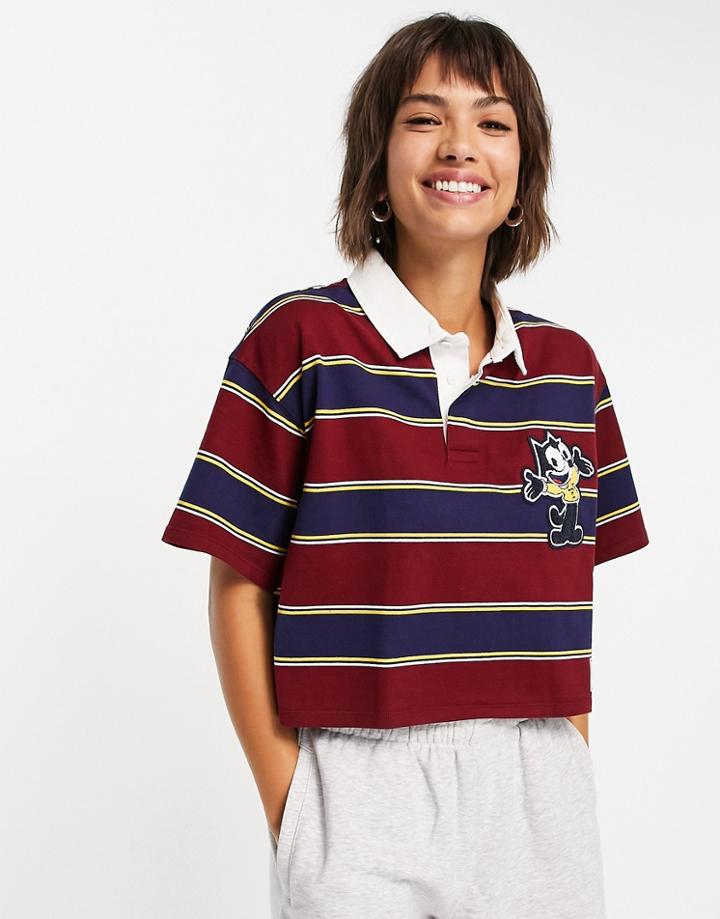 Levi's X Felix The Housecat Cropped Rugby Poloshirt In Burgundy-red