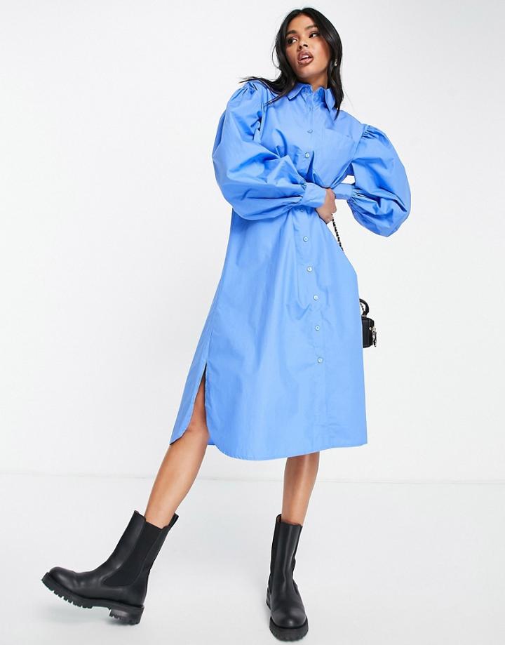 Na-kd Oversized Shirt Dress In Blue