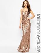 True Decadence Tall Sequin Bandeau Maxi Dress - Gold