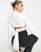 Rare London Crop Tailored Blazer In White - Part Of A Set