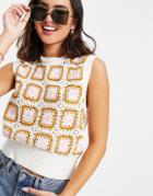 & Other Stories Crochet Knitted Floral Tank Top In Beige-neutral