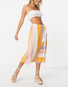 Native Youth Belted Midi Skirt In Stripe-multi