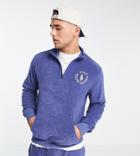 Polo Ralph Lauren X Asos Exclusive Collab Half Zip Sweatshirt With Small Circle Logo In Navy