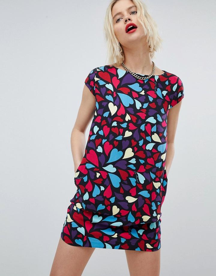 Love Moschino Mosaic Hearts Print Dress - Black
