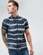 Asos Regular Fit Tie Dye Stripe Shirt - Navy