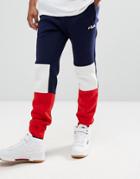 Fila Black Slim Joggers With Panels - Navy