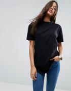 Asos Ultimate Curved Hem Boyfriend T-shirt - Black