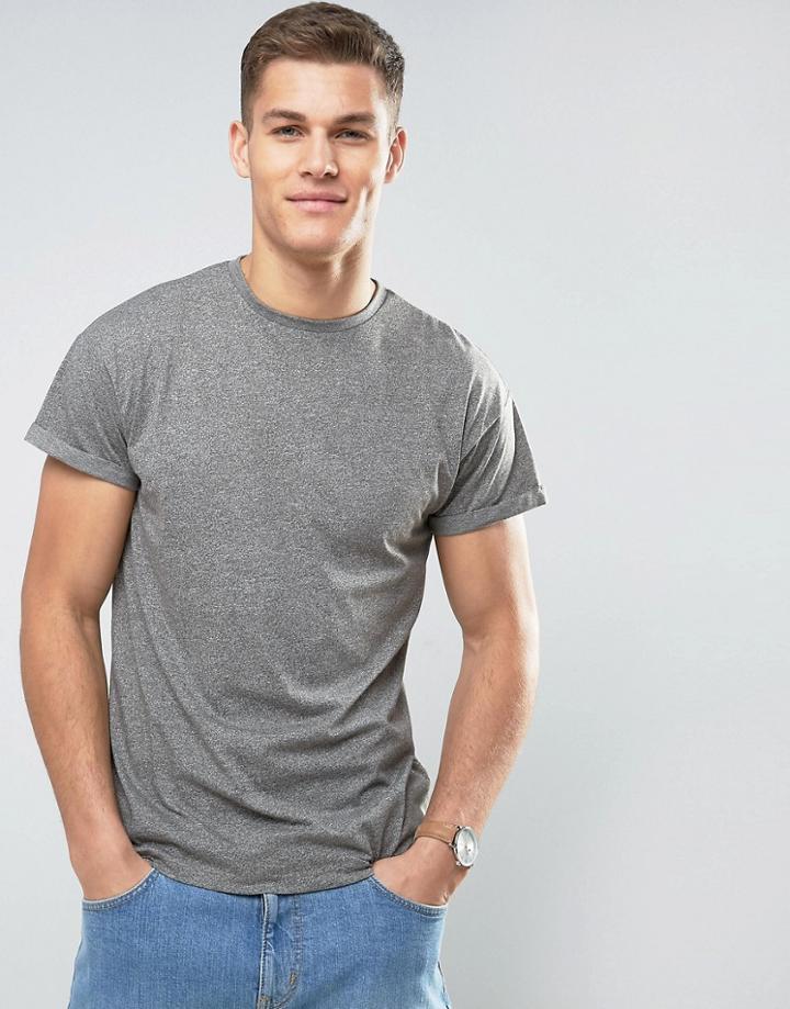 New Look T-shirt With Roll Sleeve In Gray - Green