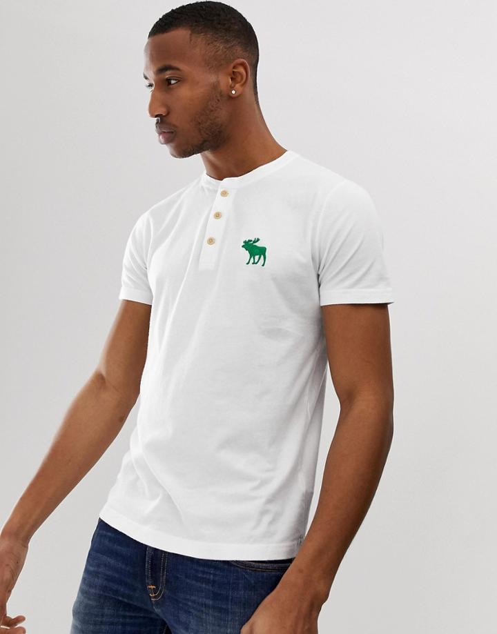 Abercrombie & Fitch Exploded Icon Logo Henley T-shirt In White - White