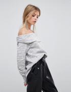 The Fifth Dream Weaver Off Shoulder Sweater - Gray