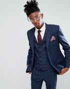 Rudie Blue Prince Of Wales Check Skinny Fit Suit Jacket - Blue