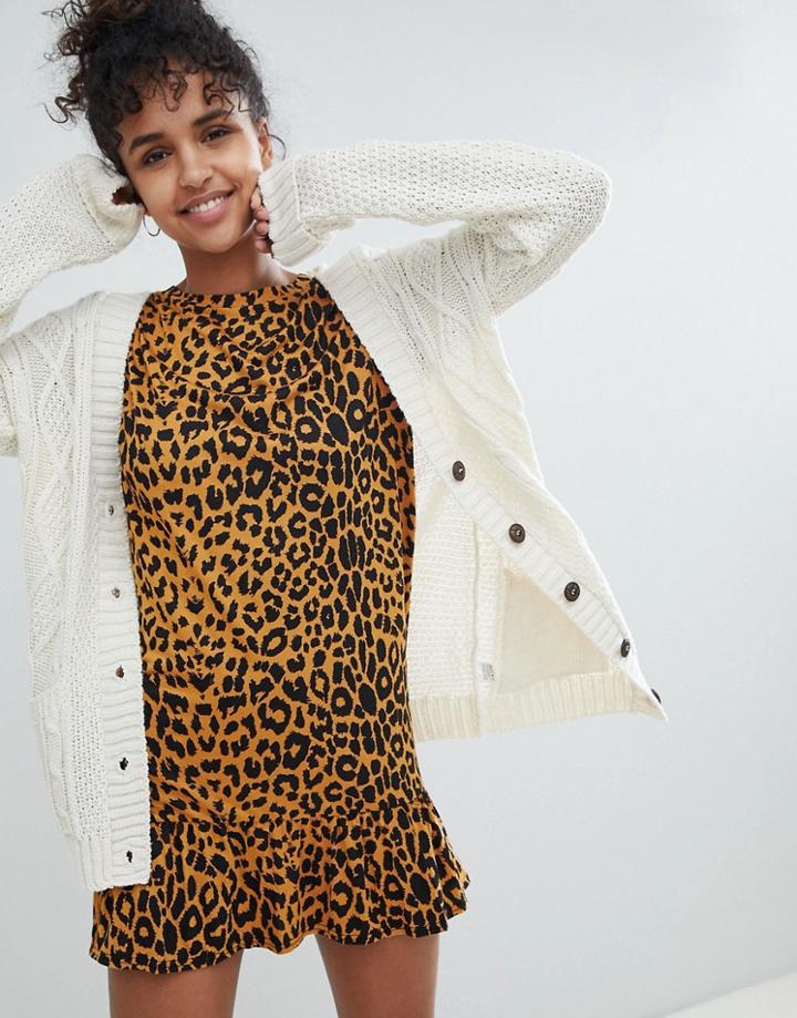 Daisy Street Boyfriend Cardigan In Cable Knit - Cream