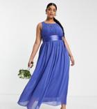 Little Mistress Plus Bridesmaid Chiffon Maxi Dress In Blue