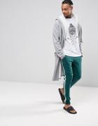 Asos Loungewear Skinny Jogger In Green With Side Stripe - Green