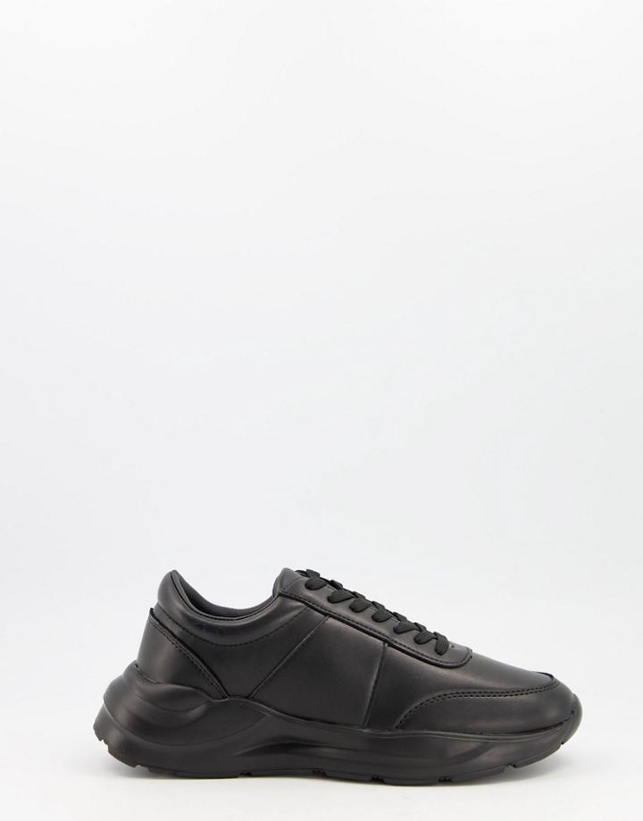 Asos Design Sneakers With Patent Material-black