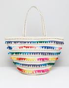 America & Beyond Tie Dye Embroidered Beach Bag - Multi