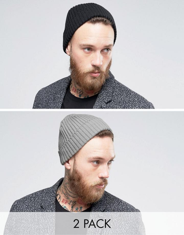 Gregorys 2 Pack Ribbed Beanie Black/gray - Multi