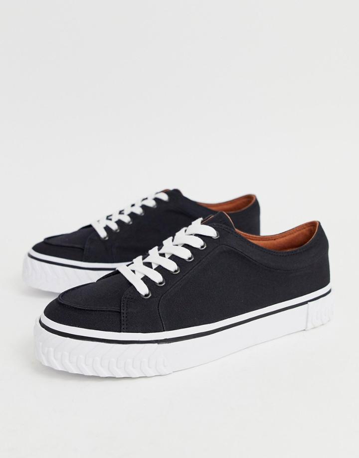 Asos Design Sneakers In Black With Chunky Textured Sole - Black