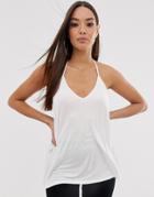 Asos Design Cami With Dropped Arm Hole In White