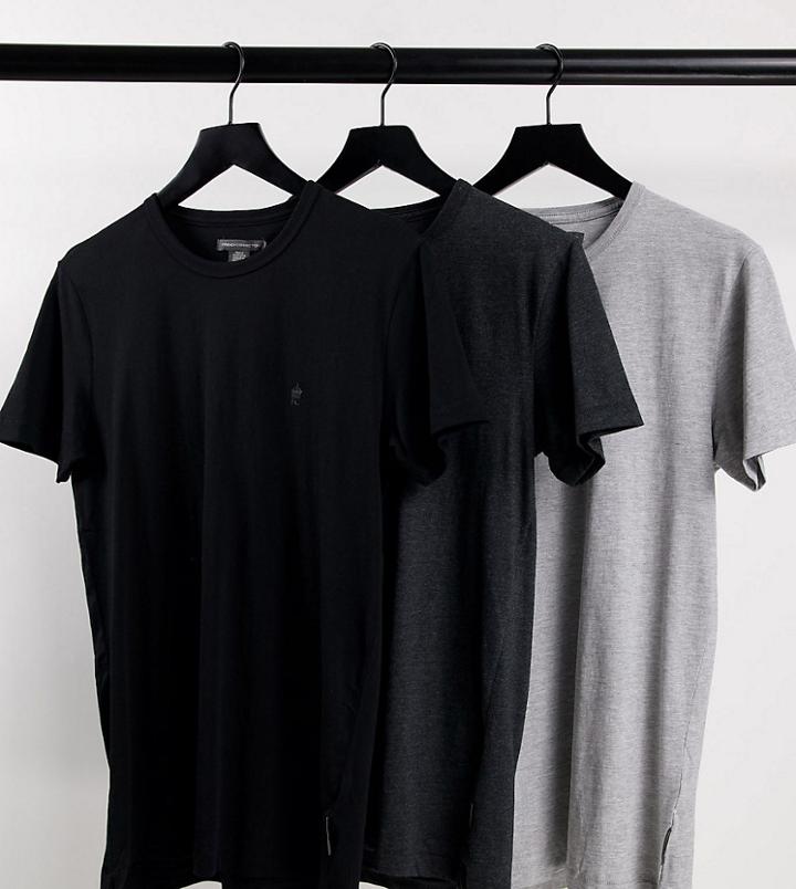 French Connection Tall 3 Pack T-shirt In Black