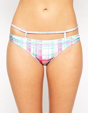 Asos Pastel Check Caged Strappy Bikini Pant - Pastel Check
