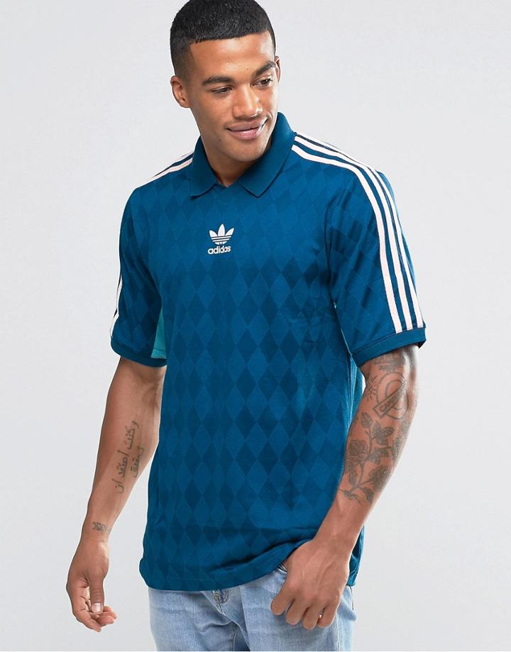 Adidas Originals T-shirt Jersey In Vintage Style Aj7865 - Blue