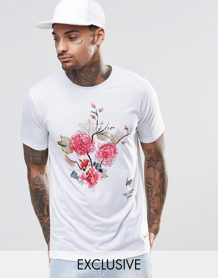 Hype T-shirt With Sounvenir Floral Print - White