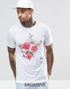 Hype T-shirt With Sounvenir Floral Print - White