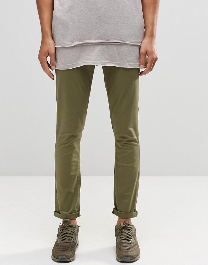 Asos Super Skinny Chinos In Khaki - Burnt Olive
