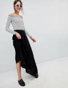 Asos Design Crinkle Maxi Skirt With Box Pleat - Black