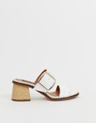 River Island Heeled Mules With Buckle Detail In White - White