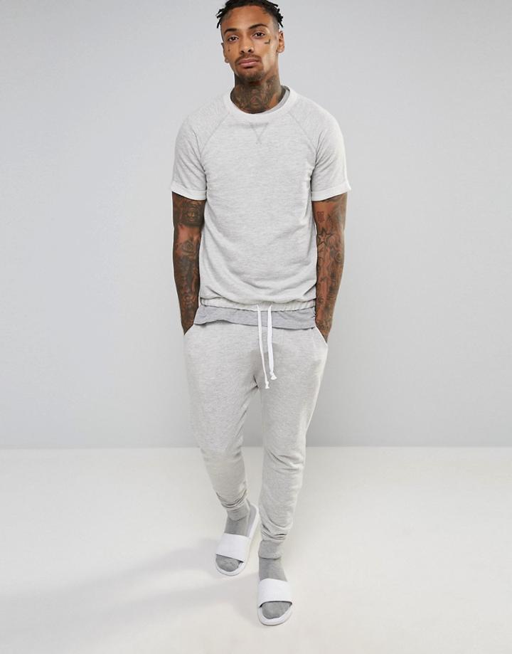 Asos Loungewear Drop Crotch Jogger In Waffle - Gray