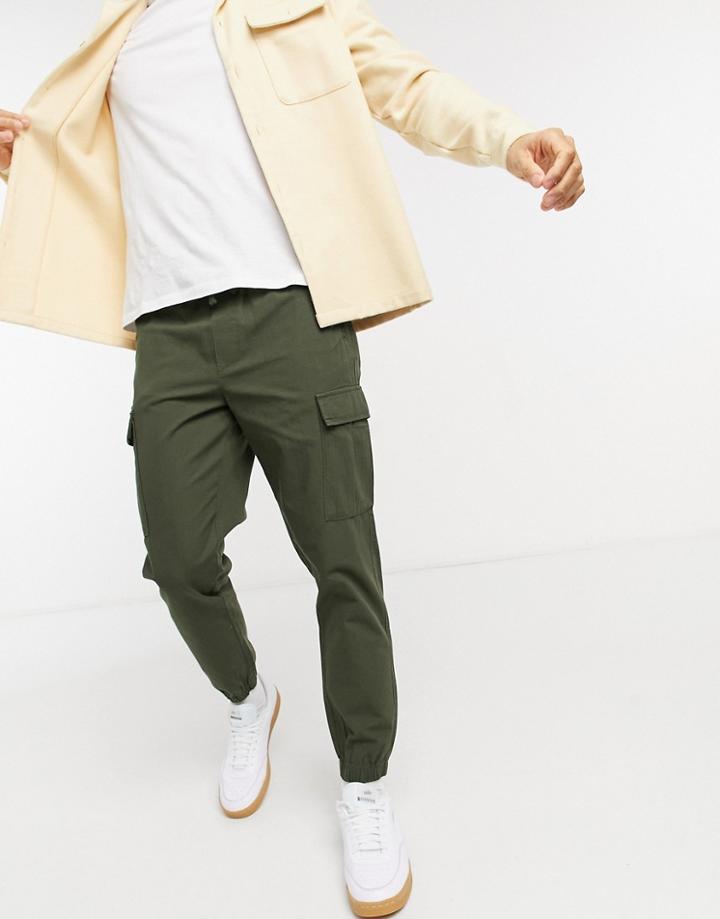 Selected Homme Cargo Pants In Khaki-green