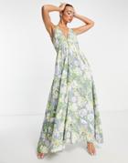 Asos Edition Satin Cami Maxi Dress In Garden Floral Print-multi