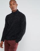 Selected Homme Knitted High Neck Sweater With Silk Mix Fleck Detail - Black