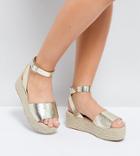 Asos Thear Wide Fit Espadrille Flatform Sandals - Gold