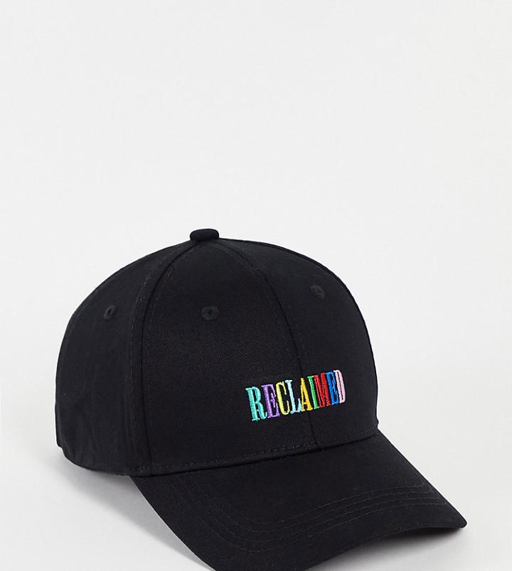 Reclaimed Vintage Inspired Unisex Cap With Rainbow Logo Embroidery In Black