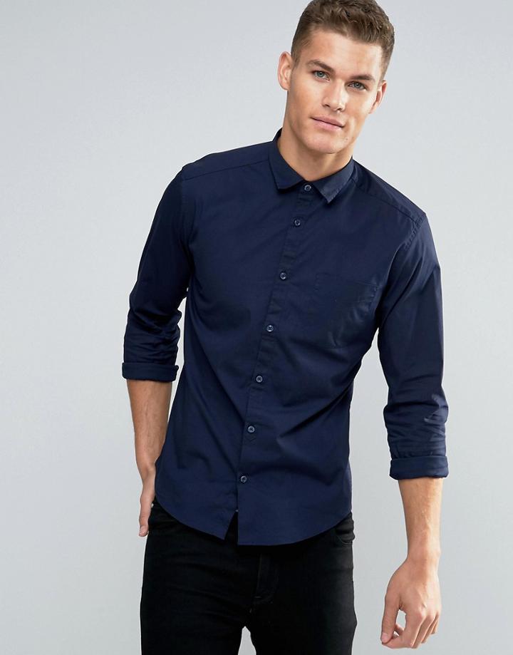 Esprit Stretch Fit Shirt - Navy