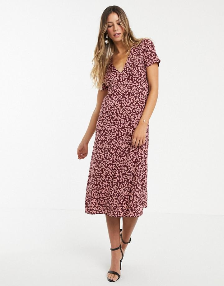 Vero Moda Floral Sweetheart Midi Dress-multi