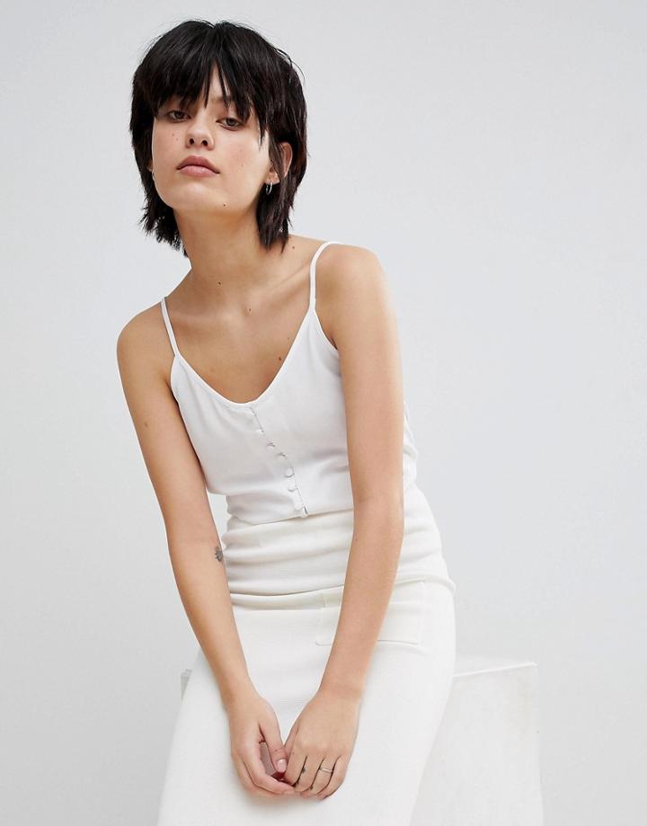 Unique 21 White Button Up Cami - White