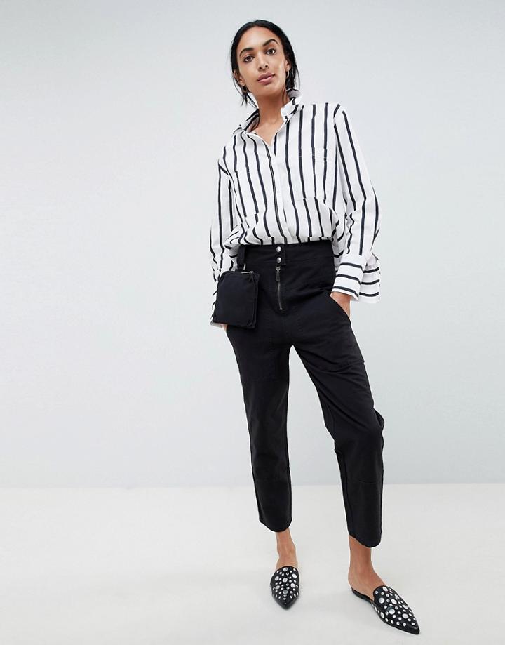 Asos Design Straight Leg Pants With Detachable Fanny Pack - Clear