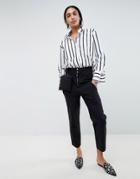 Asos Design Straight Leg Pants With Detachable Fanny Pack - Clear